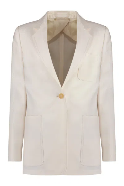 Max Mara Elegant Bohemian Linen Blazer For Women In Panna
