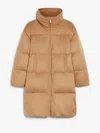 Max Mara Dante Puffer Camel Wool Coat In Beige