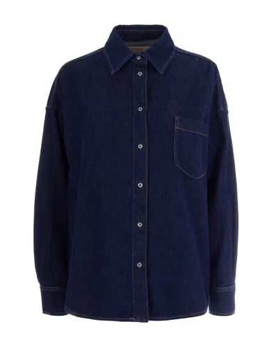 Max Mara Elegant Cotton Shirt For Women In Mini Style In Blue