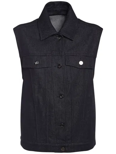 Max Mara Elegant Denim Vest In Blue