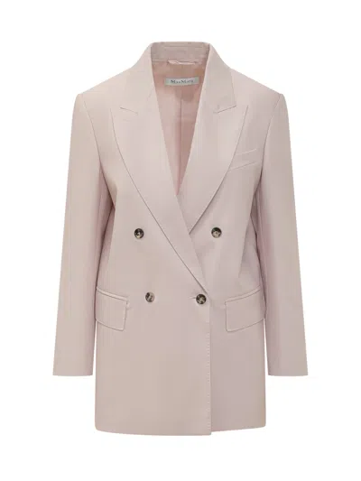 Max Mara Elegant Double-breasted Blazer With Rever Detail In Pink