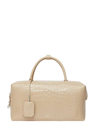 Max Mara Elegant Holdall Handbag - 37 X 18 X 17 Cm In Beige