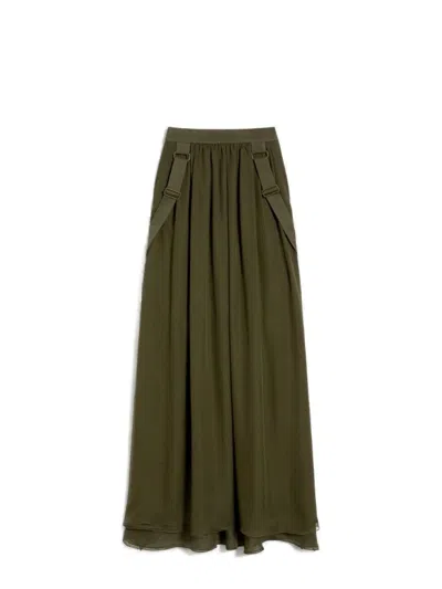 Max Mara Elegant Khaki Silk Skirt For The Modern Woman In Tan