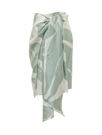 Max Mara Elegant Mini Skirt With Leaf Motif In Bianco