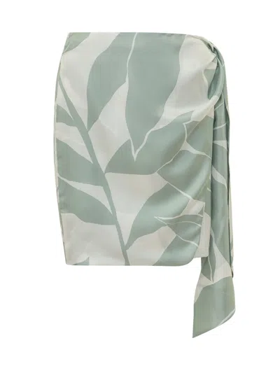 Max Mara Elegant Mini Skirt With Leaf Motif In Green