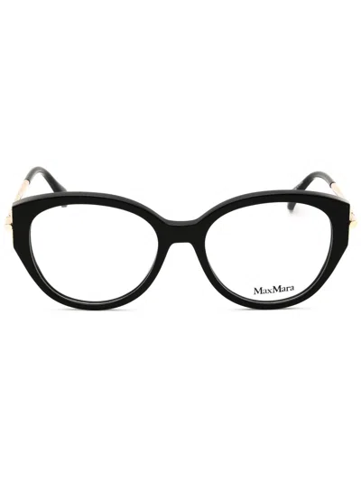 Max Mara Elegant Round Acetate Sunglasses For Women In Black