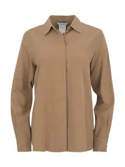 Max Mara Elegant Silk Midi Dress In Hazelnut