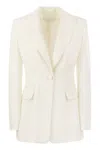 Max Mara Plinio Single Breasted Cady Tuxedo Jacket In White