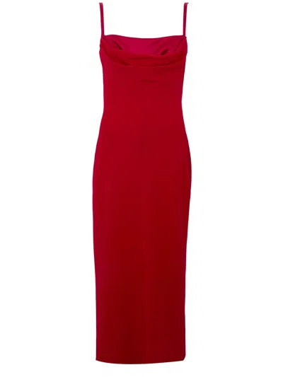 Max Mara Pianoforte Red Triacetate Polyester Sheath Midi Dress In Burgundy