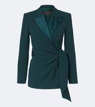 Max Mara Elegante Cady Wrap Blazer In Green
