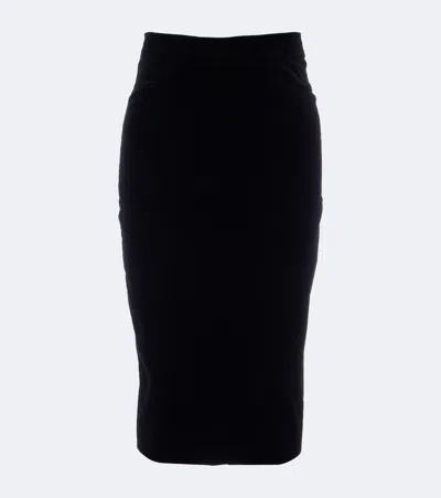 Max Mara Elegante Cotton Velvet Pencil Skirt In Black