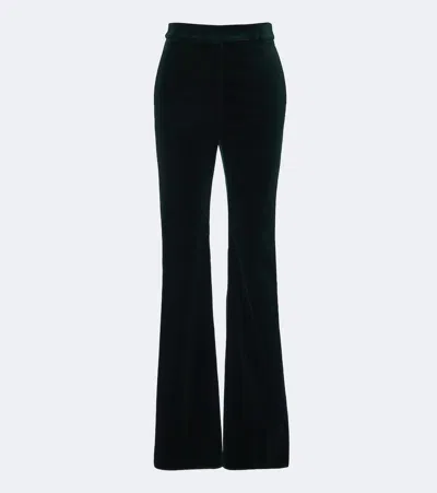 Max Mara Elegante Cotton Velvet Straight Trousers In Black