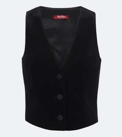 Max Mara Elegante Cotton Velvet Vest In Black