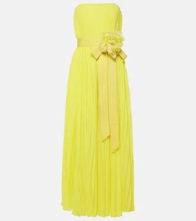 Max Mara Elegante Hiltex Chiffon Maxi Dress In Yellow