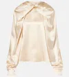 Max Mara Silk Bow-detail Blouse In Neutrals