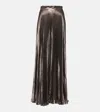 Max Mara Panteon Pleated Metallic Wide-leg Pants In Brown