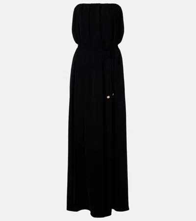 Max Mara Elegante Sax Crêpe Strapless Gown In Black