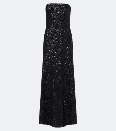 Max Mara Elegante Sequined Gown In Black