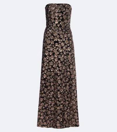 Max Mara Elegante Sequined Gown In Brown