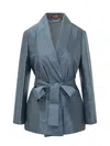 Max Mara Elegante Studio Elegant Mini Tunic With Belt In Blue