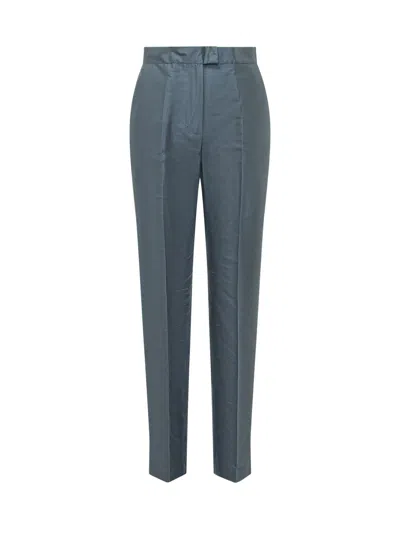 Max Mara Elegante Studio Elegant Straight-leg Trousers With Front Pleat In Blue