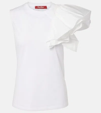 Max Mara Elegante Taglio Cotton Jersey Top In White
