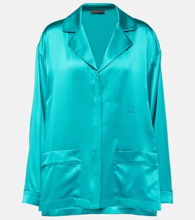 Max Mara Elegante Vasaio Silk Pyjama Shirt In Green