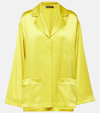 Max Mara Elegante Vasaio Silk Pyjama Shirt In Yellow