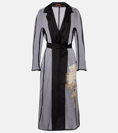 Max Mara Elegante Vodka Embroidered Silk Robe In Black