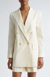Max Mara Elegia Double Breasted Virgin Wool Blazer In Cream