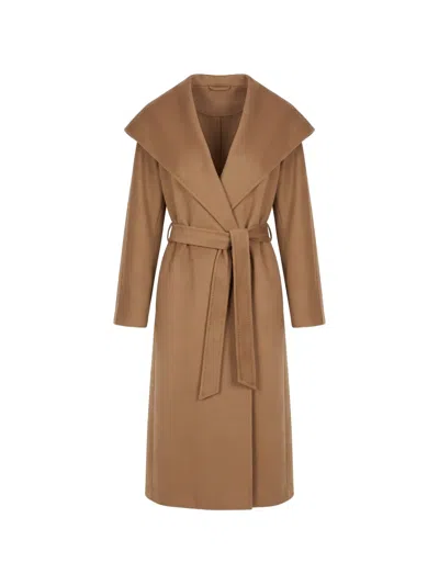 Max Mara Elegia Hooded Belted Coat In Multi
