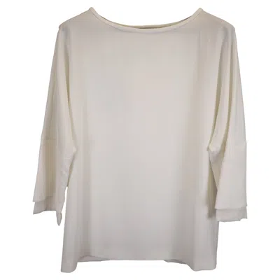 Max Mara Elgar Layered Sleeve Hem Blouse In White Silk Chiffon