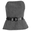 Max Mara Eliadi Belted Herringbone Bustier Top In Grey Wool In Gray