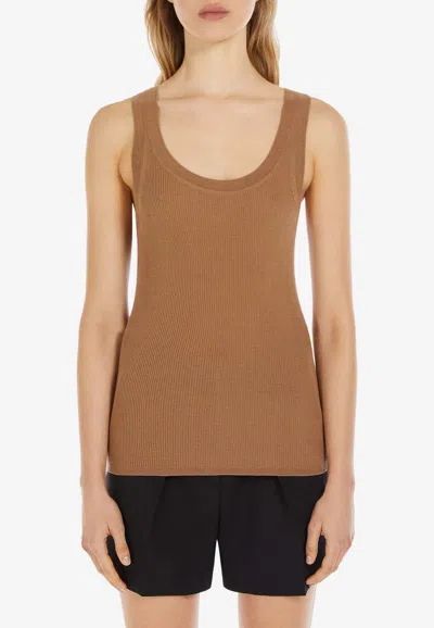 Max Mara Eliadi Ribbed Wool Tank Top In Brown