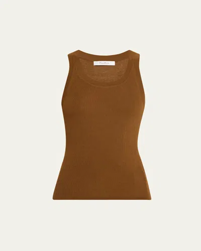 Max Mara Eliadi Scoop-neck Sweater Tank Top In Tobacco