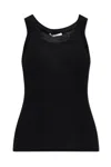 Max Mara Ribbed Sleeveless Knit Top In Nero