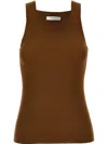 Max Mara Textured Ribbed Scoop Neck Sleeveless Top In Brown