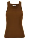 Max Mara Textured Ribbed Scoop Neck Sleeveless Top In Brown