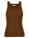Max Mara Textured Ribbed Scoop Neck Sleeveless Top In Brown