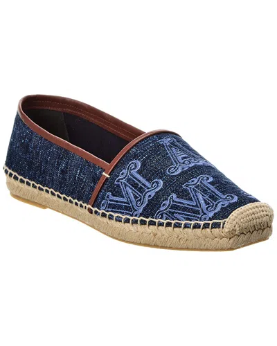 Max Mara Elid Denim & Leather Espadrille In Blue