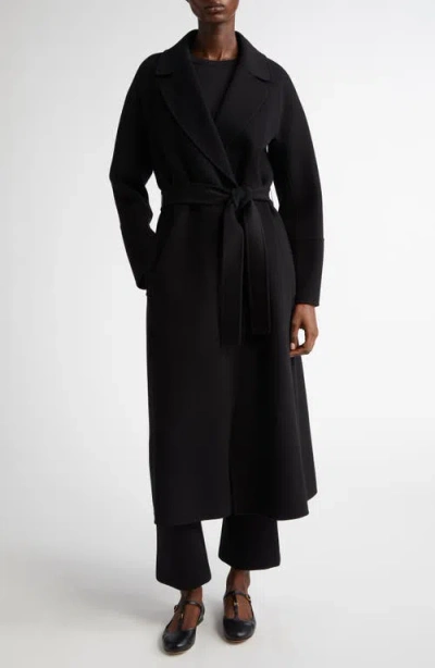 Max Mara Elisa Virgin Wool Belted Coat In Black