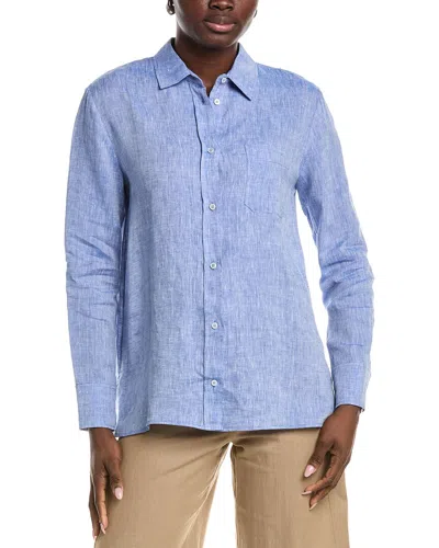 Max Mara Elise Linen Top In Blue