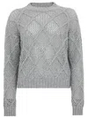 Max Mara Sequin-embellished Diamond-pattern Sweater In Gray