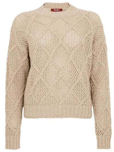 Max Mara 'ellade' Crew Neck Sweater  Studio In Neutral