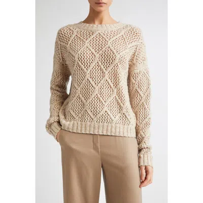 Max Mara Ellade Diamond Wool & Cashmere Crewneck Sweater In Neutral