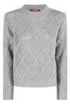 Max Mara Sequin-embellished Diamond-pattern Sweater In Gray