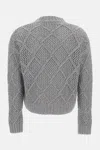 Max Mara Sequin-embellished Diamond-pattern Sweater In Silver