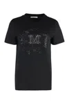 Max Mara Floral Short Sleeve Round Neck Top In Black