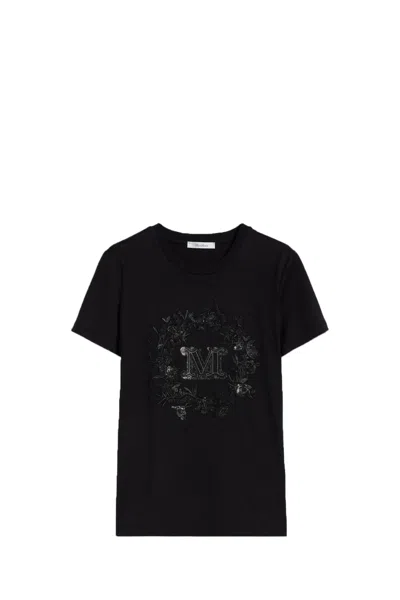Max Mara Elmo - Short-sleeved T-shirt With Embroidery In Black