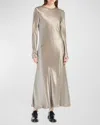 Max Mara Long Satin Dress In Turtledove